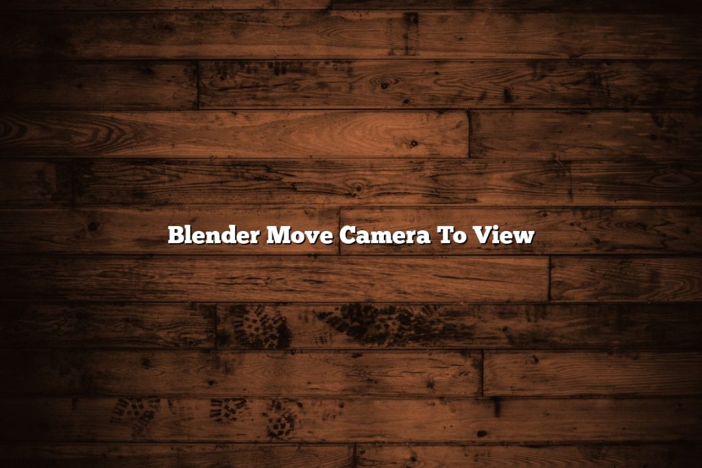 blender how to move camera while in camera view